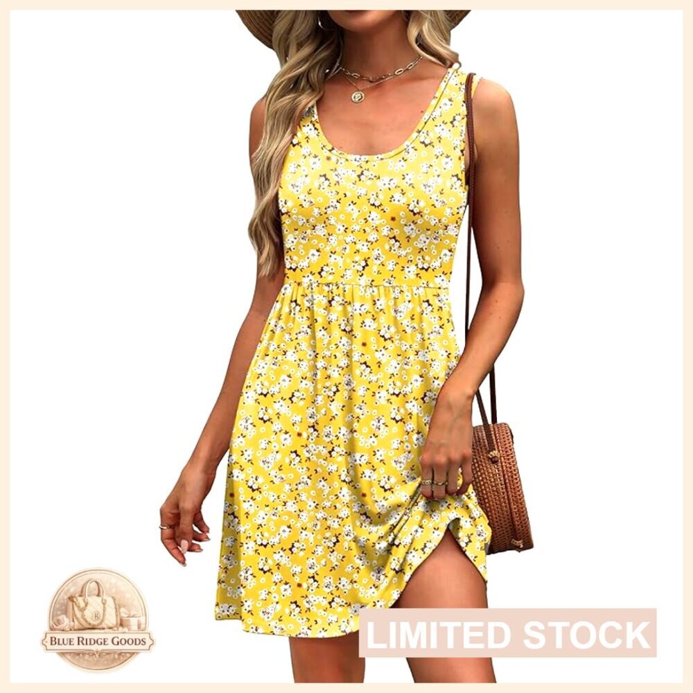 Sleeveless A-Line Sundress with Pockets Casual Chic Summer Floral